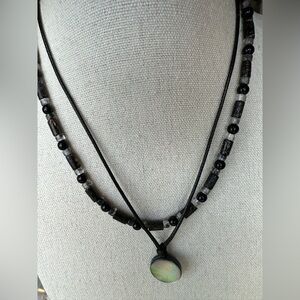 Free People - Two Strand Black and Mother of Pearl Necklace - NWT